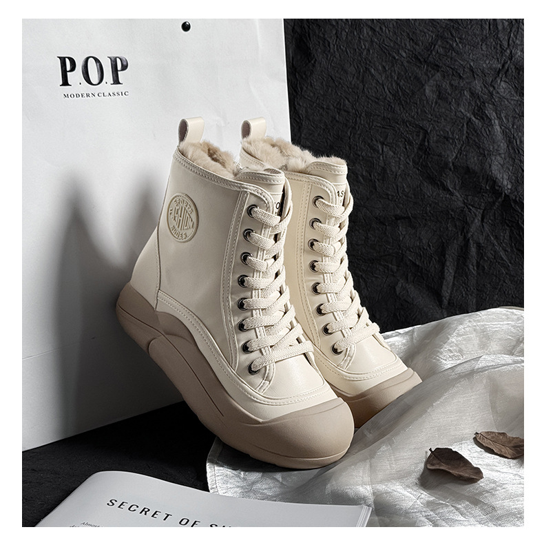 兔毛小白鞋女2024冬季新款高帮运动板鞋厚底女鞋复古百搭保暖女鞋详情23