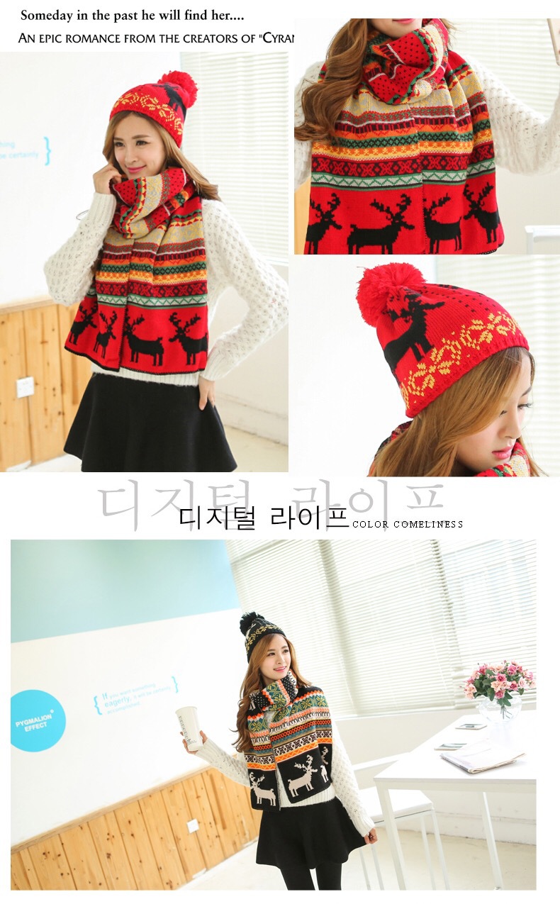 Hat and scarf dual-purpose knitted set, winter outdoor hat set, warm jacquard knitted cap manufacturer wholesale pic 8