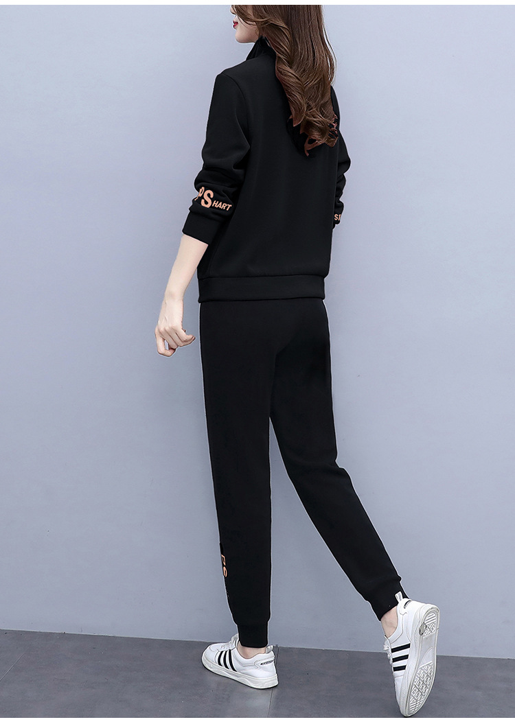 运动套装女春秋2023新款时尚立领长袖休闲跑步服女装卫衣两件套潮详情14