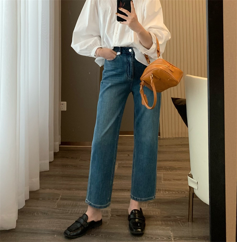 朵妮DN 莱赛尔亚麻360四面弹春夏亚麻透气高腰显瘦法棍裤牛仔裤女详情14