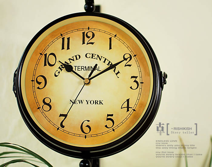 双面挂钟创意美式两面挂表详情4