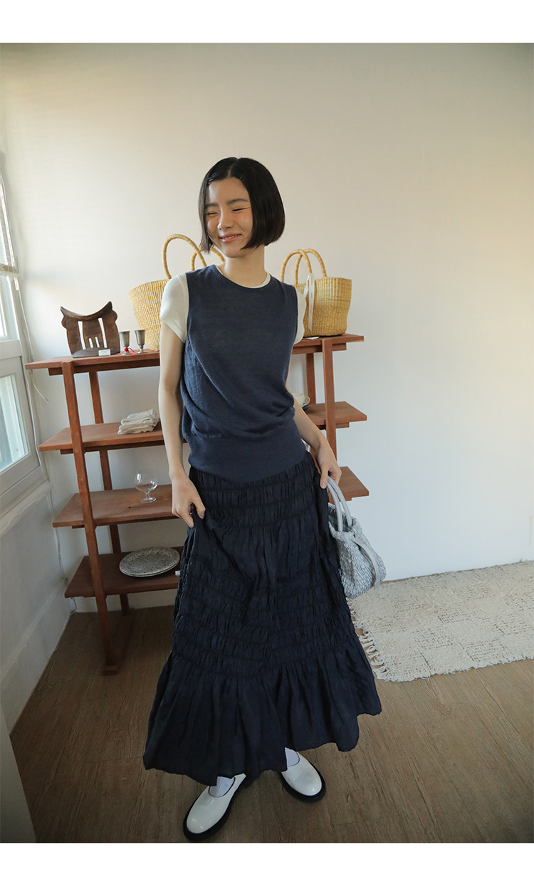 Simple and comfortable, zero-pressure, skin-friendly Tencel wool drape T-shirt, round-neck slim short-sleeved top 00113 pic 37
