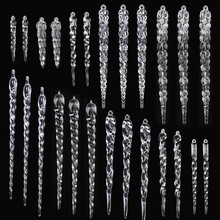 圣诞树挂件节日装饰品新款瀑布雪花透明五角星树枝冰凌套装挂饰详情3