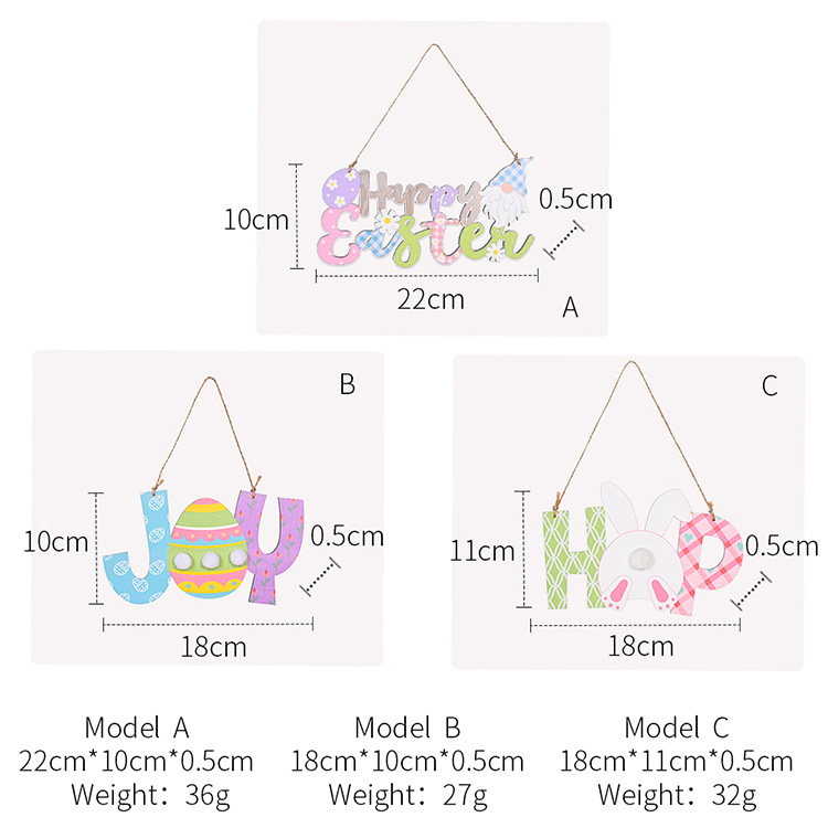 Cross-border new products: Haobei Easter Decorative wooden pendants, Easter rabbit egg pendants, and hanging ornaments pic 3