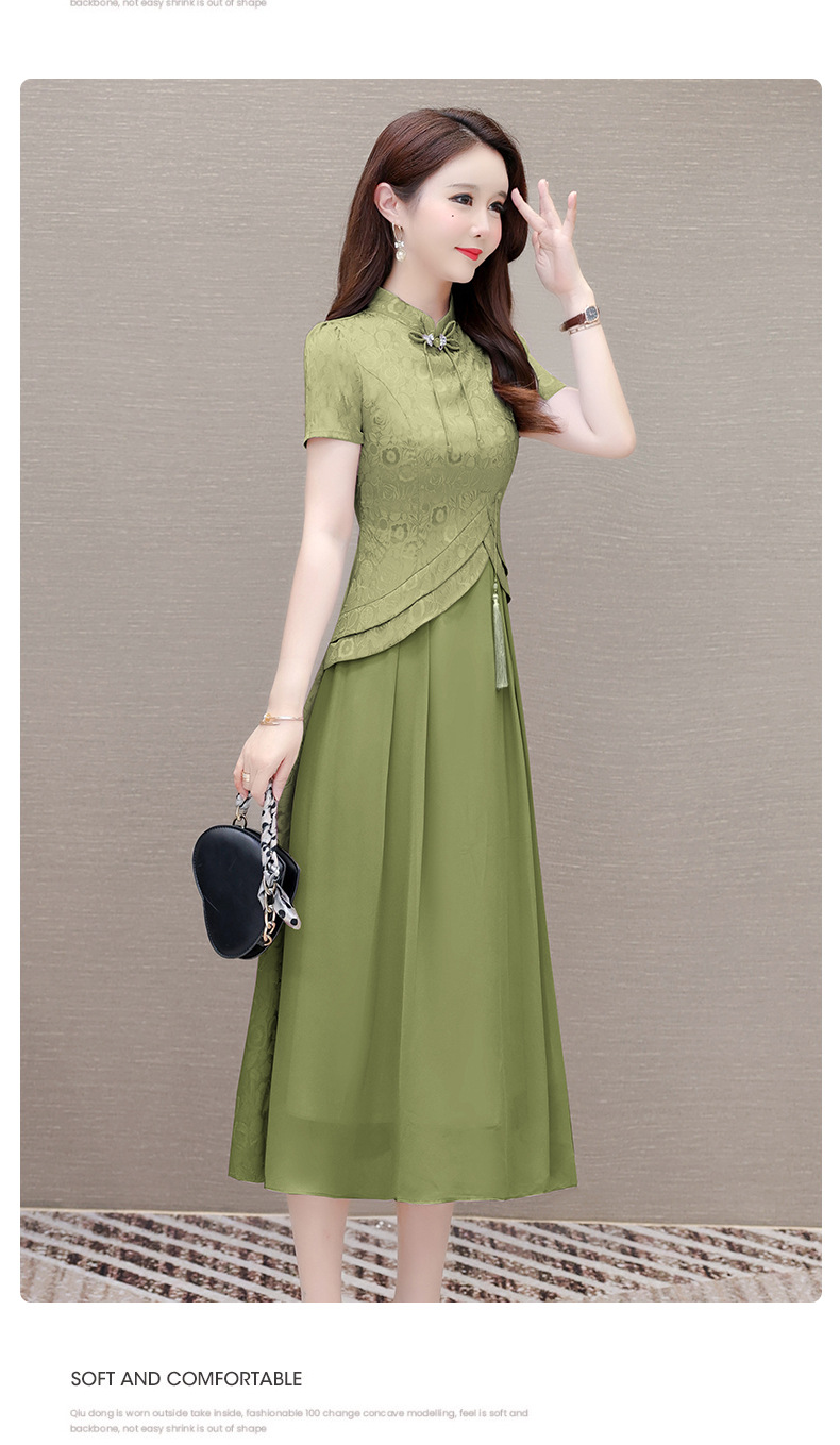 气质时尚印花连衣裙女夏季2024年新款修身洋气女装改良旗袍裙子潮详情21