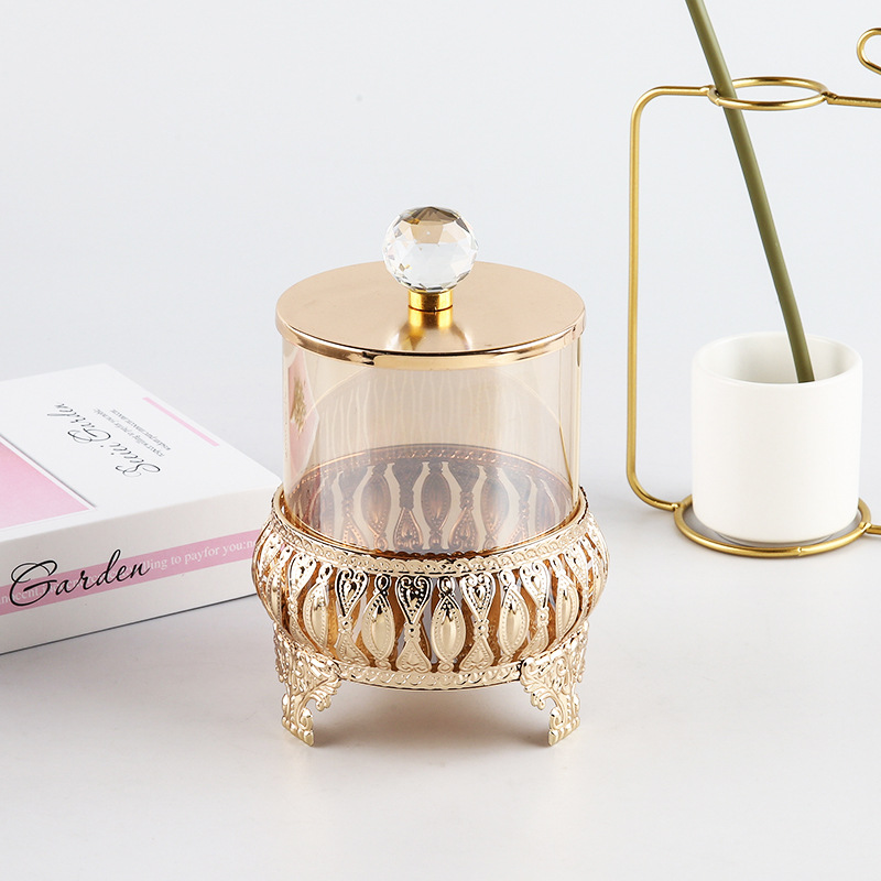 欧式琥珀玻璃糖缸糖果罐零食罐子储物罐糖果盅婚庆果斗调味罐带盖详情2