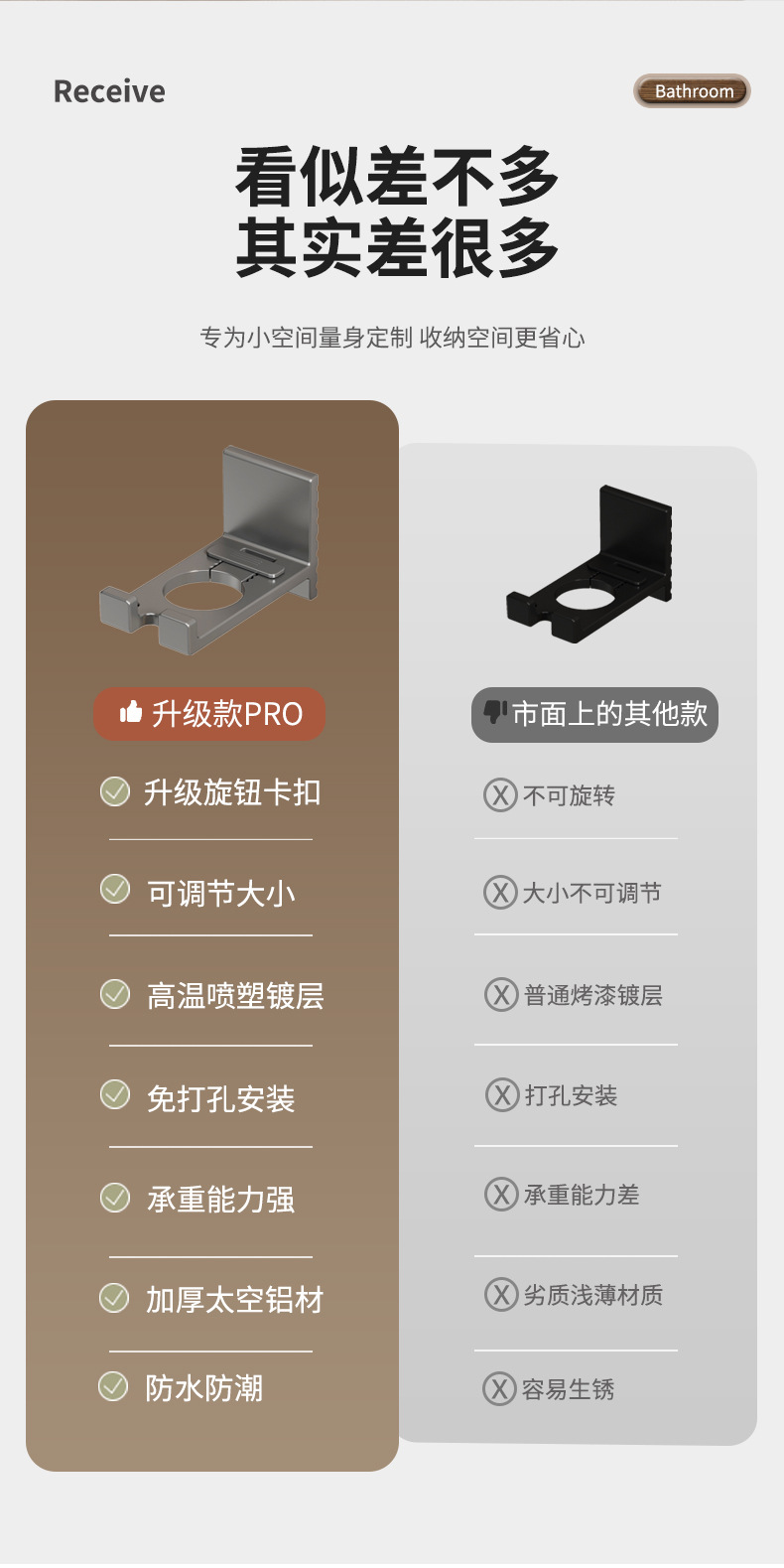 Non-perforated body wash storage rack, dishwashing liquid wall-mounted rack, bathroom shampoo and hand sanitizer storage stand pic 2