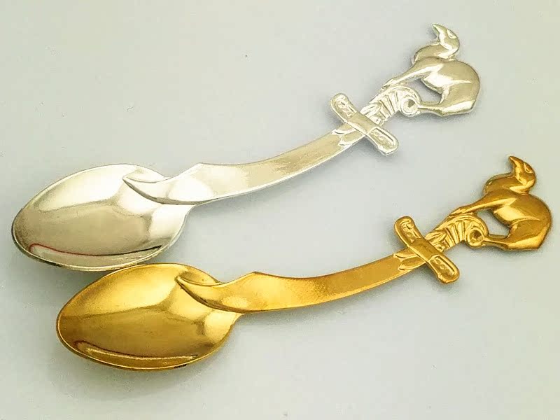 Cute camel coffee spoon, knip-shaped mirror-polished stainless steel spoon, creative high-end tableware, gold and silver (JY20) pic 32