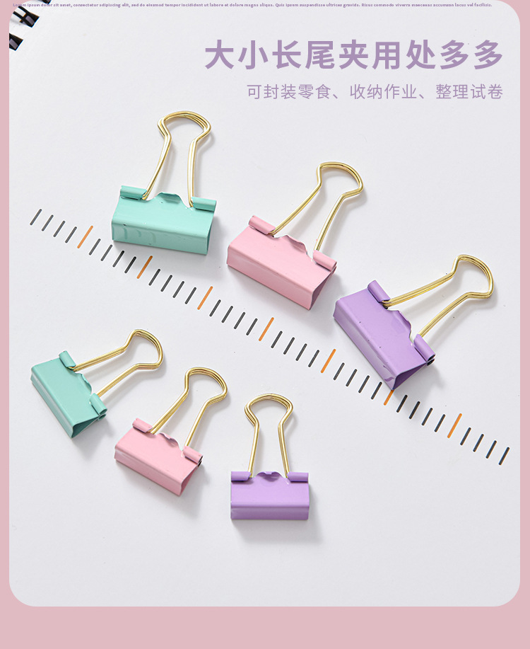 Ins-style light luxury paperclip, pin, long-tail clip, golden combination, large and small ticket clips, paper clip binding, office stationery pic 10