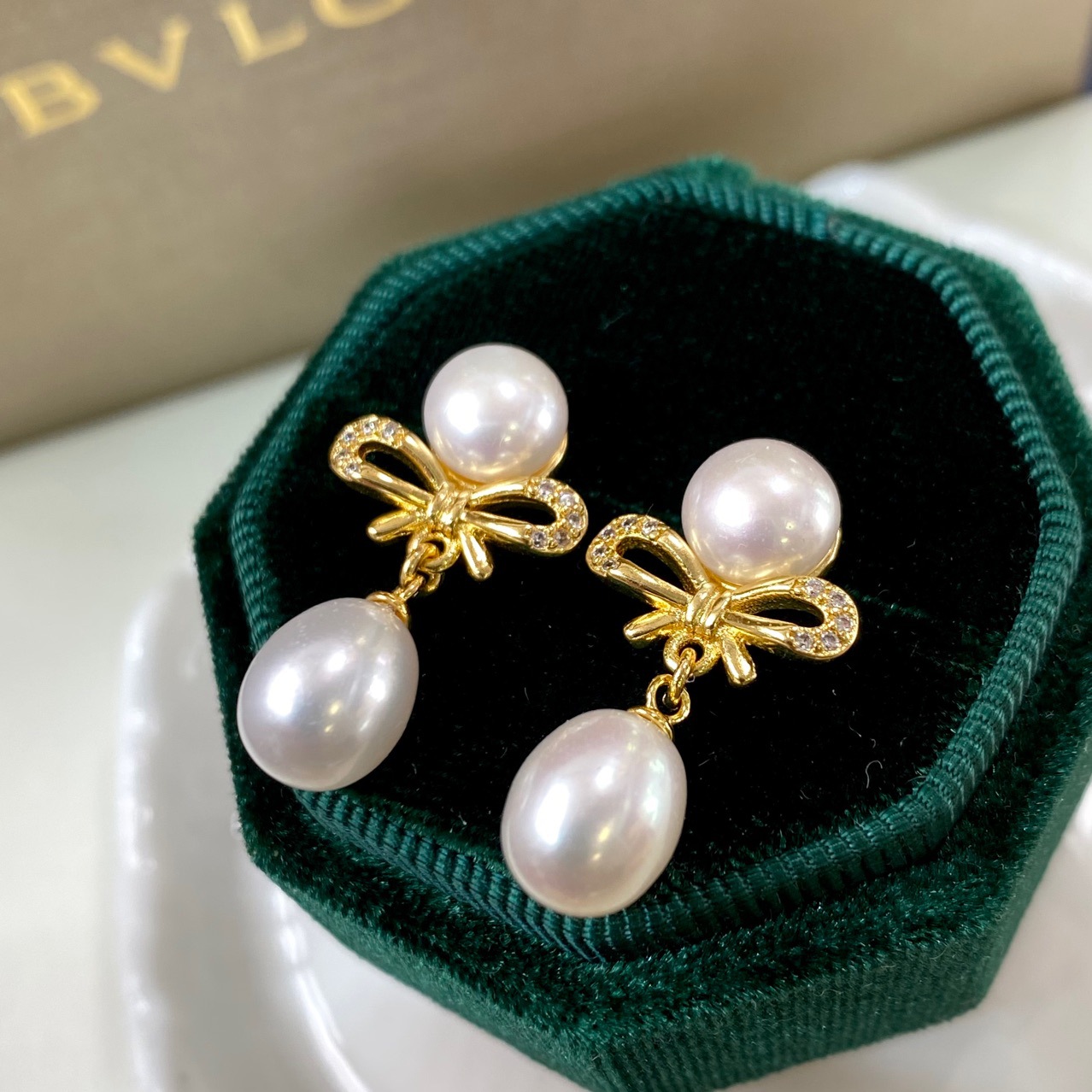 轻奢多珠款天然淡水珍珠耳坠女 18K注金小众复古时尚流苏耳钉简约详情8