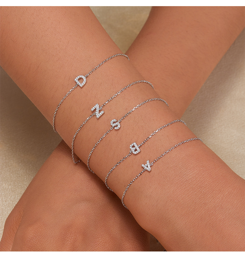 925 sterling silver bracelet with 26 letters set with zircon, a niche, light luxury and high-end style, an ins sterling silver bracelet, a cross-border bestseller accessory pic 8