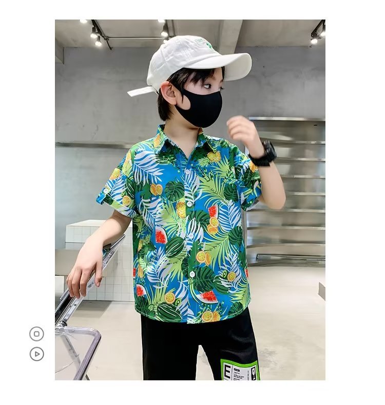 童装男童短袖衬衫儿童春夏装花衬衣2023新款宝宝夏装洋气上衣潮详情12