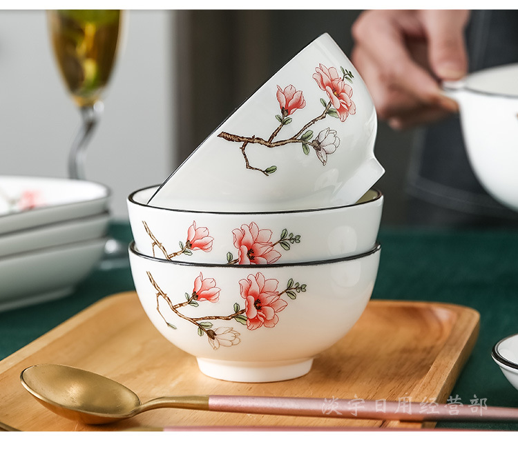 【 High-end 】 Ceramic platter set: Household plates, rice bowls, soup bowls, vegetable plates, tableware, dinner plates, bowls, chopsticks, daily-use porcelain bowls pic 11