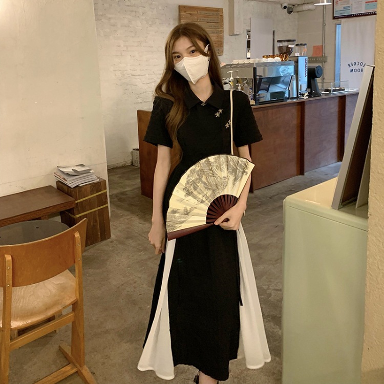 中式改良旗袍连衣裙女夏天2022新款设计感收腰短袖中长款裙子女装详情32