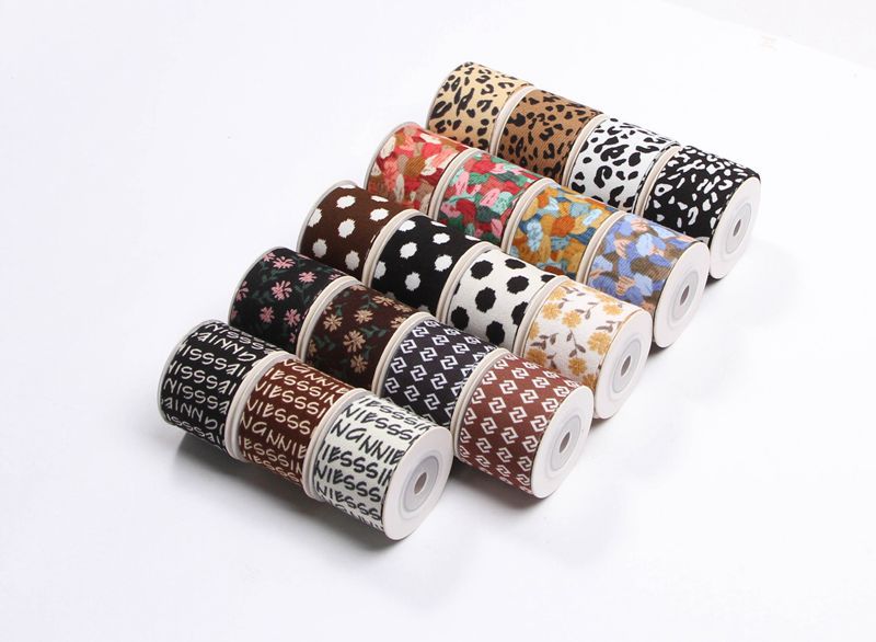 Single-sided floral English polka dot twill printed webbing DIY bow hair accessory shoelaces top hat decoration pic 3