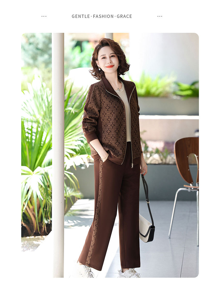 Madre de edad media otoño traje 2024 nuevo medio y viejo mujer otoño chaqueta casual abrigos moda ropa deportiva pic 27