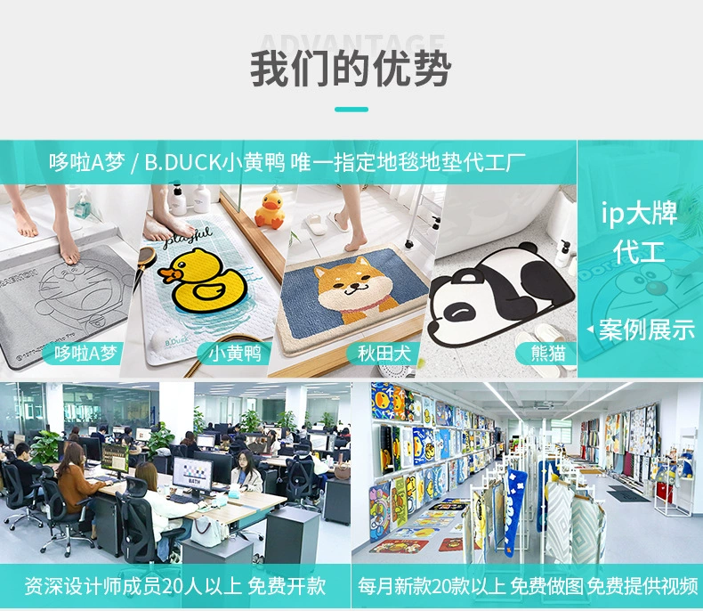 跨境PU皮革厨房地垫耐磨可擦洗 家用防油污防水防滑脚垫PVC进门垫详情3