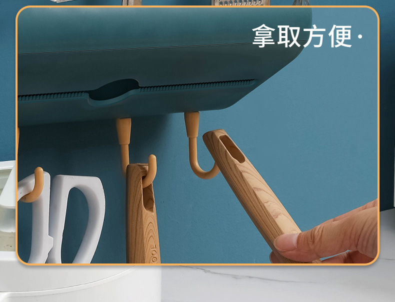 厨房纸巾架免打孔塑料抹布支架无痕卷纸保鲜膜壁挂架子用纸收纳详情8