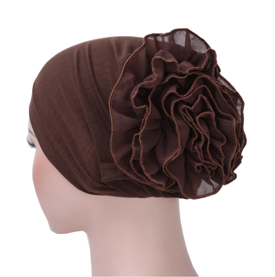 New single-color Muslim chiffon large-sized flower hats, headscarves and Arab headscarves for European and American export are in stock pic 8