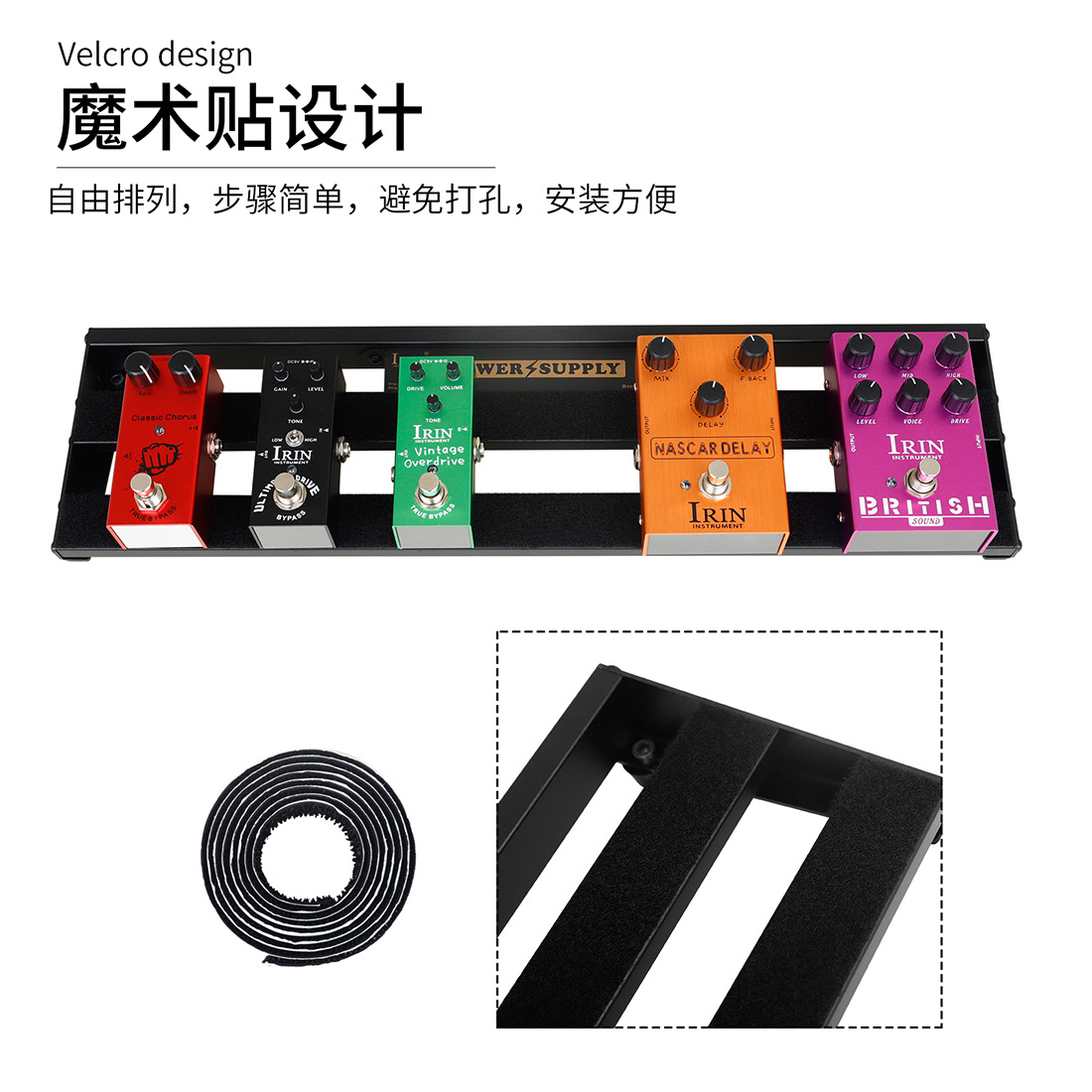Wholesale IRIN effect pedal track frame, aluminum alloy fixed anti-slip single effect pedal board, portable effect pedal bag pic 4