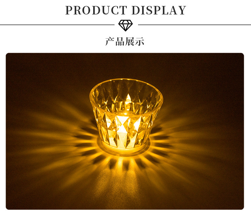 跨境水晶钻石台灯led透明亚克力创意小夜灯简约网红氛围灯床头灯亚克力透明小夜灯迷你小夜灯详情9