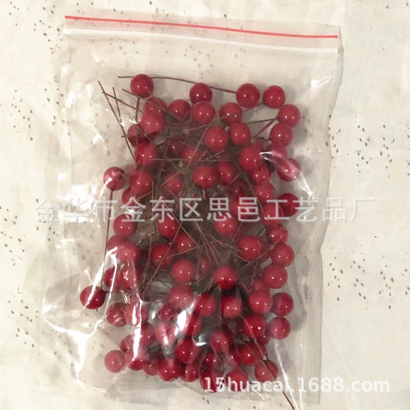 【10mm Simulated single-head Fruit 】100 red foamed berry cherry pearl fruit Christmas products manufacturer pic 4