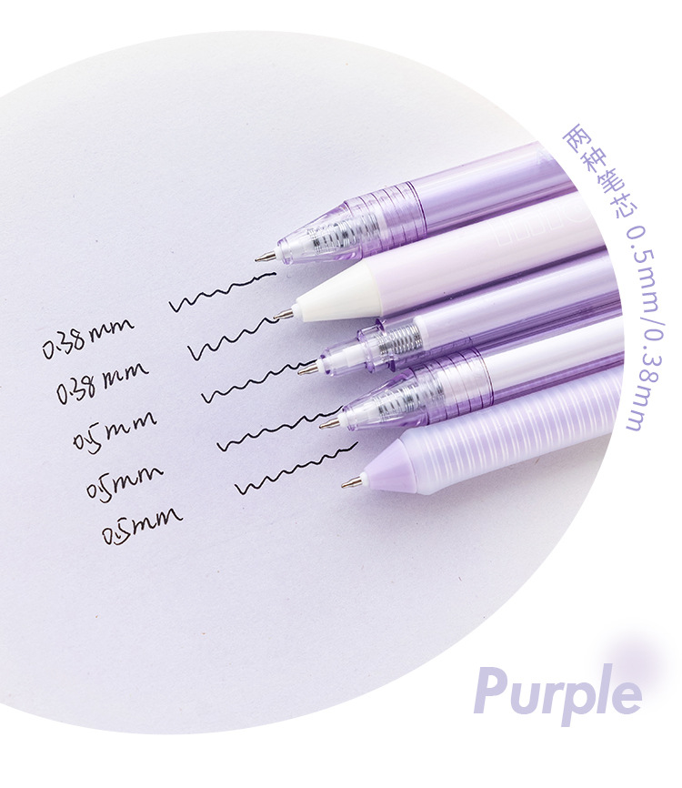 RosyPosy Stationery Blush Gel Pen Set: Horizontal transparent gradient gel pen with a girlish heart, push-button practice pen pic 7