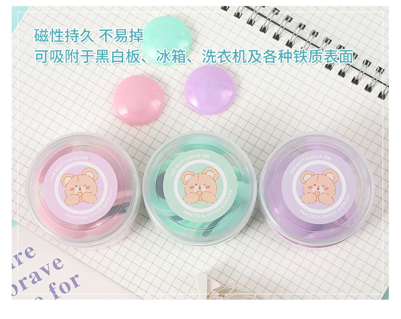 Cute little bear long tail clip paperclip binding combination bucket drawing pin rubber band office wholesale color metal ticket clip pic 26