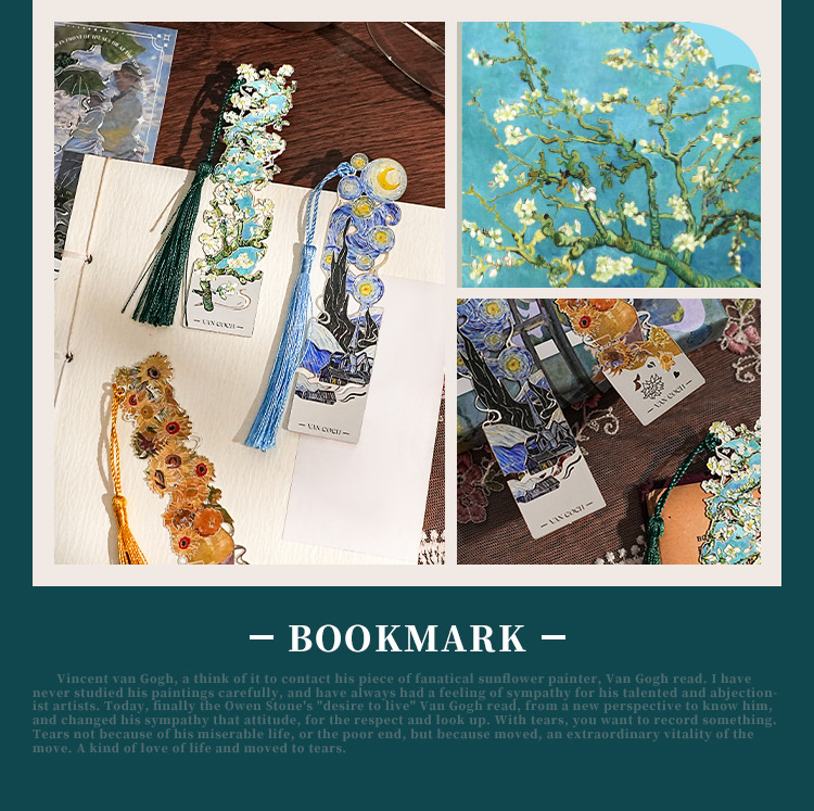 Encounter Van Gogh series oil painting hollowed-out metal bookmarks, retro, high-end and exquisite bookmark souvenirs, student gifts pic 6