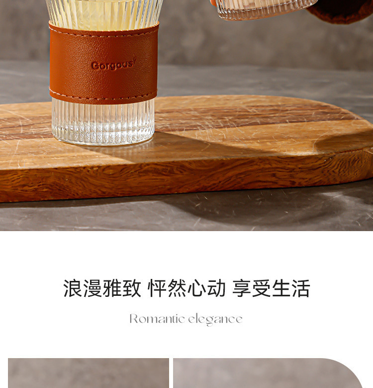 风琴杯竖纹玻璃杯挂耳咖啡杯家用泡茶杯高颜值水杯礼品杯印制杯子详情6