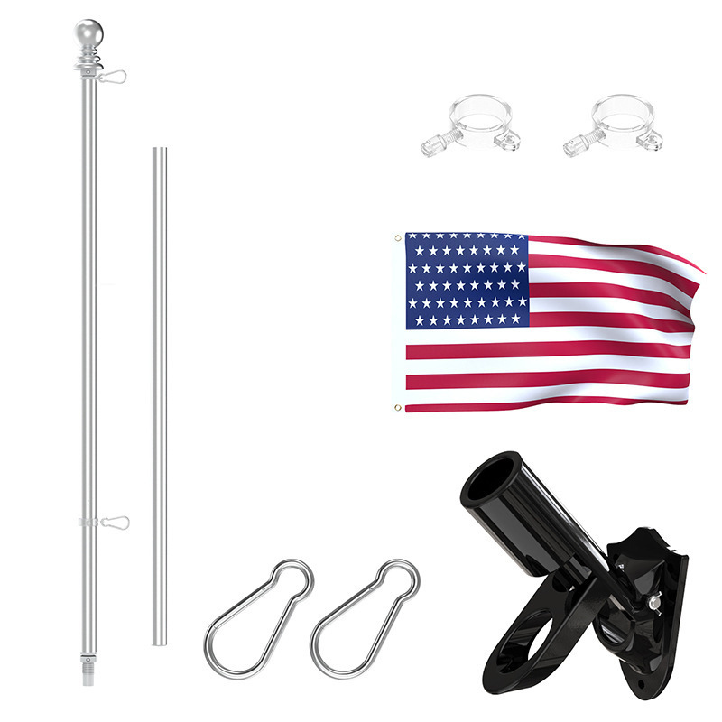 不锈钢防缠绕旋转落地旗杆 防锈壁挂铝合金5节旗杆详情5