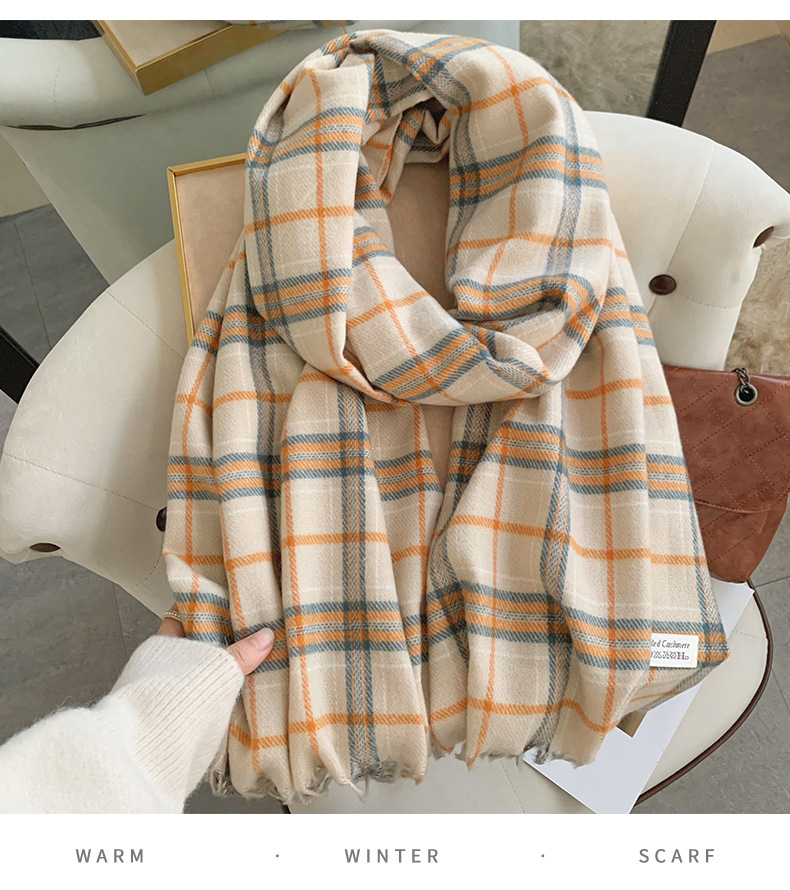 围巾女冬季高级感格子冬天爆款2024新款围脖百搭学生加厚保暖批发详情12