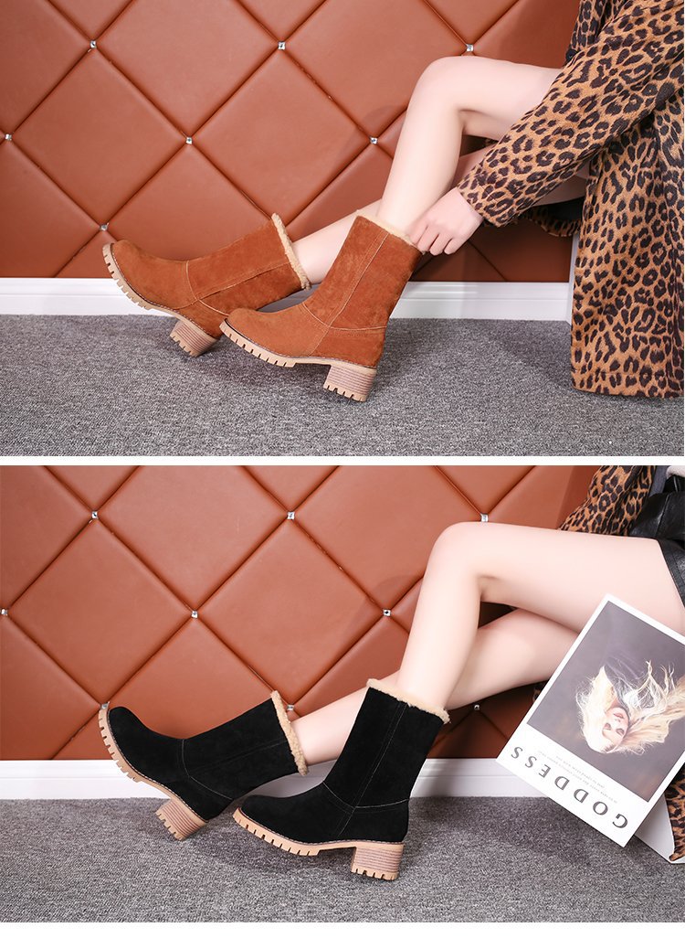 2024冬季新款绒面厚底粗跟中筒靴43码保暖棉鞋圆头大码外贸女靴子详情23