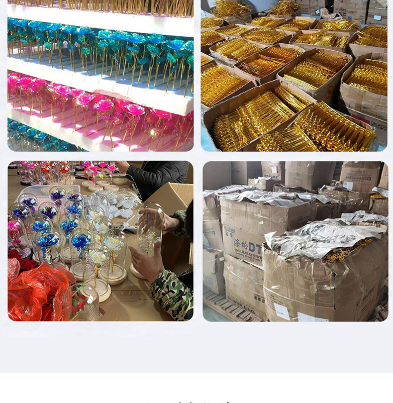 网红ins郁金香永生花发光玻璃罩桌面摆件送人礼物床头小夜灯礼品详情13