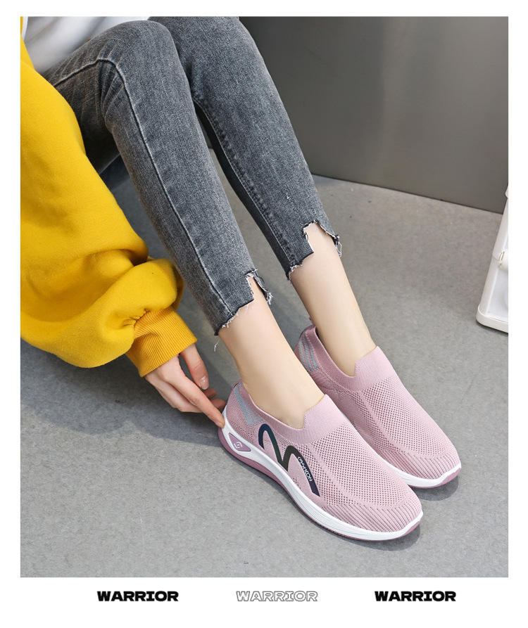 2023新款飞织一脚蹬袜子口休闲女鞋按摩底透气妈妈鞋健步运动鞋详情27