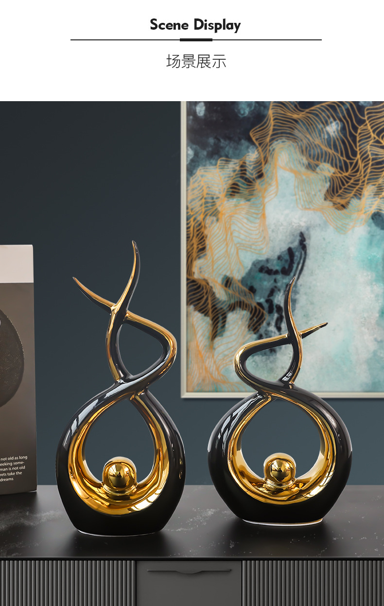 Modern light luxury ceramic ornaments, living room entrance TV cabinet, creative office table, wine cabinet, home decoration for moving in pic 3