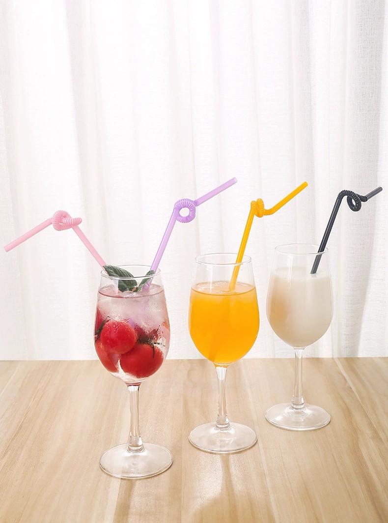 100只装彩色创意艺术吸管饮料果汁一次性弯头pp塑料吸管一件代发详情10