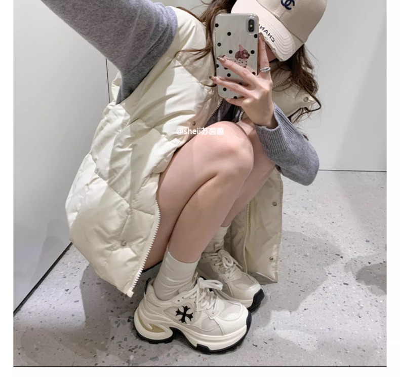 惊爆价~牛皮版增高7.5cm十字花厚底休闲透气运动鞋女老爹鞋跑步鞋详情31