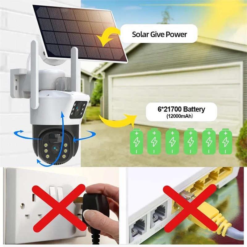 V380 solarcctv camera for home mobile phone remote dual-lens outdoor 4g solar monitoring pic 16