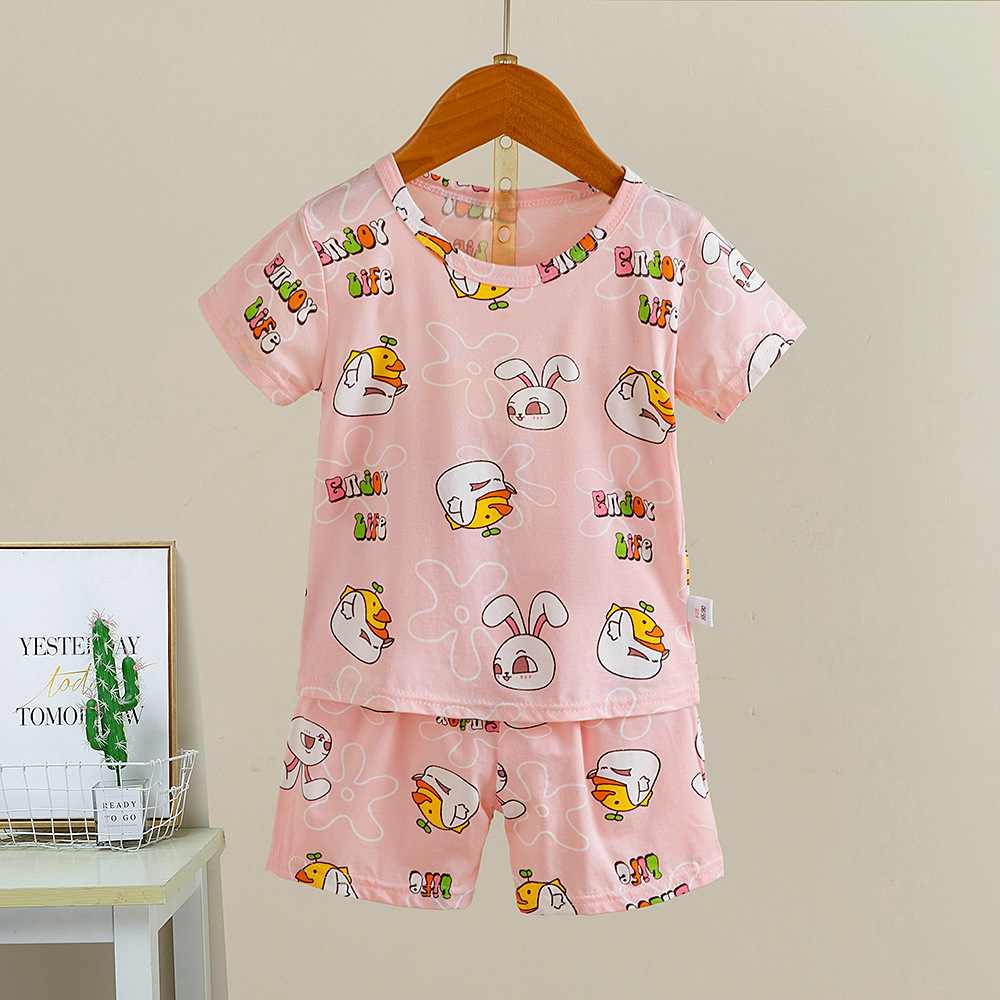 儿童短袖套装 棉夏季男童夏装服装 韩版宝宝衣服女童t恤童装批发详情9