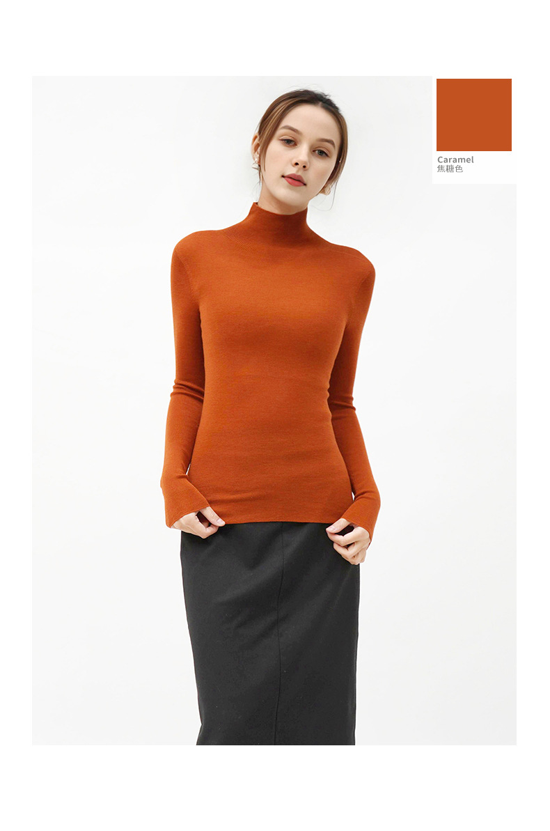 100% wool high-neck base layer shirt, a new bestseller for autumn and winter, versatile and stylish. Pair it with a long-sleeved knitted sweater and top for women pic 22