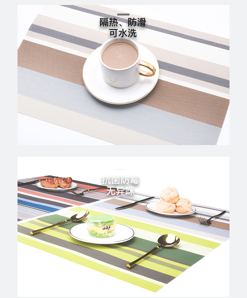 Ningxin Placemats, American-style simple striped eco-friendly PVC placemats, table heat insulation pads, bowl MATS and coasters, wholesale from the manufacturer pic 8