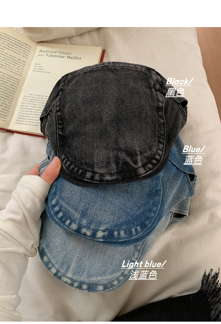 品牌【森多娜】贝雷帽 复古水洗牛仔前进帽女夏秋百搭大头围显脸小反戴鸭舌贝雷帽子详情4