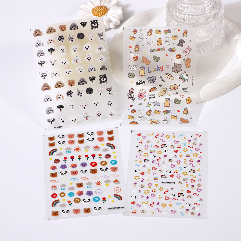 玫瑰美甲日系带胶贴花美甲款热卖可爱多芭胺卡通百搭背胶指甲贴纸详情7