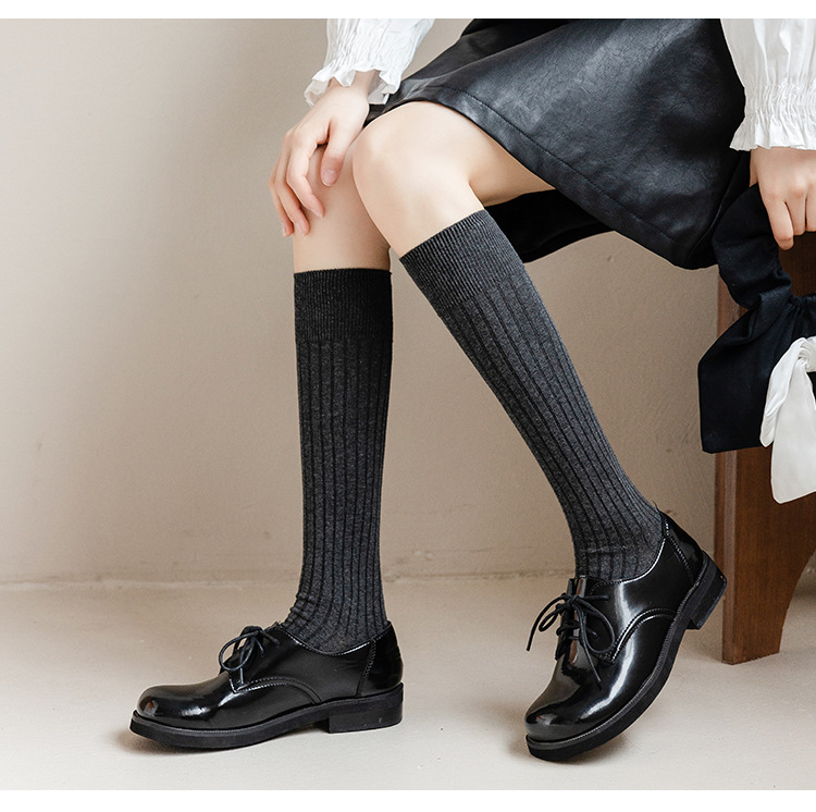 New Spring and summer calf socks for girls, Japanese solid color street JK campus socks, breathable high cotton socks for girls pic 12
