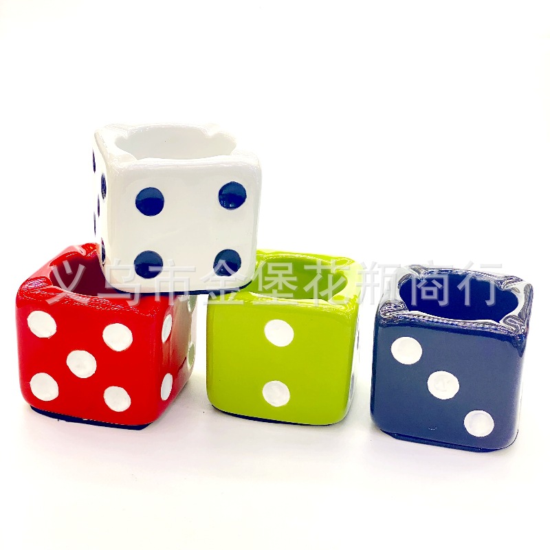 清吧KTV骰 子烟灰缸宾馆陶瓷酒吧网咖网吧酒馆四方形骰 子金堡花瓶 详情13