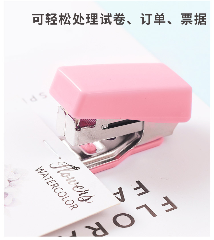 Macaron Color Miki Stapler Student Stationery Set, cute stapler, Convenient small stapler pic 13