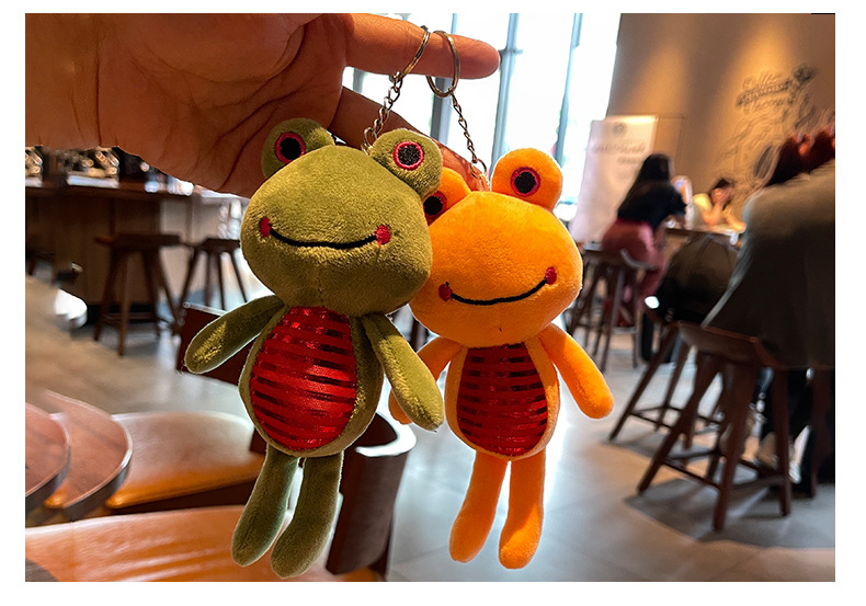 New cute smiling frog plush toy pendant, schoolbag accessory for boys and girls, keychain, creative couple gift pic 12