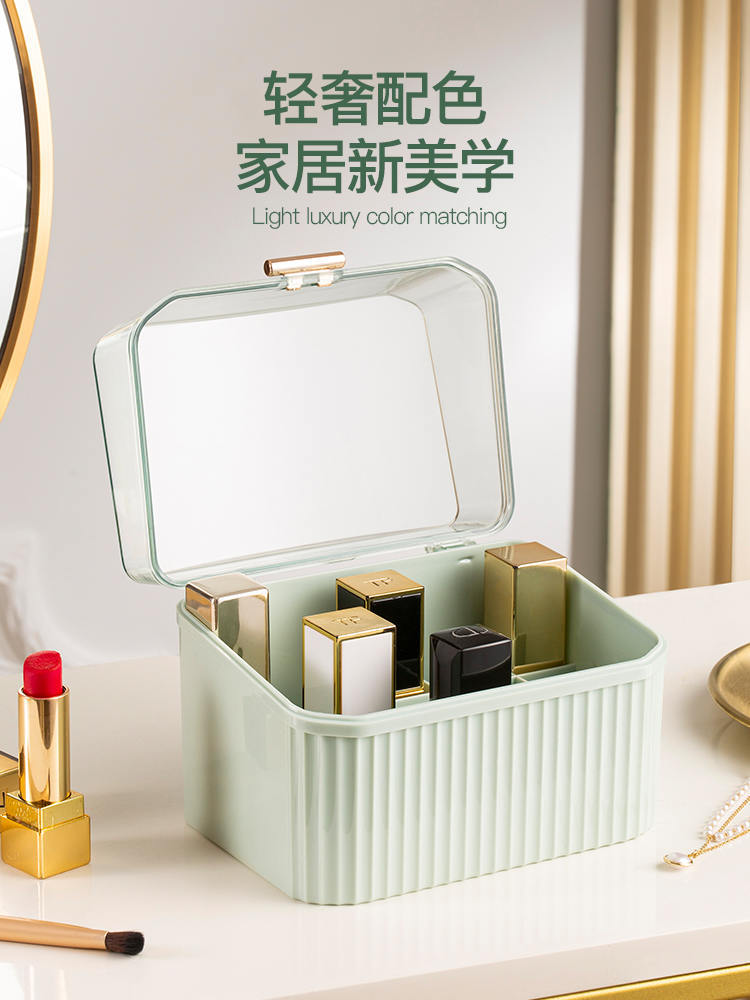 跨境好物梳妆台带盖轻奢高颜值通明口红收纳盒首饰整理箱厂家直销详情1