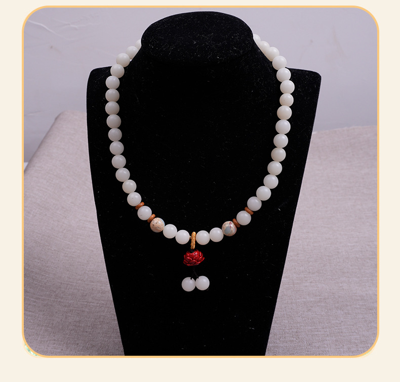 绿松石白玉菩提手串文玩高含量朱砂莲花福袋吊坠新中式男女款手链详情13